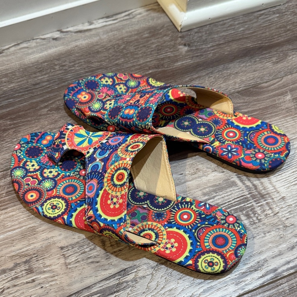 Colorful Patterned Women's Sandals - Picture 2 of 4